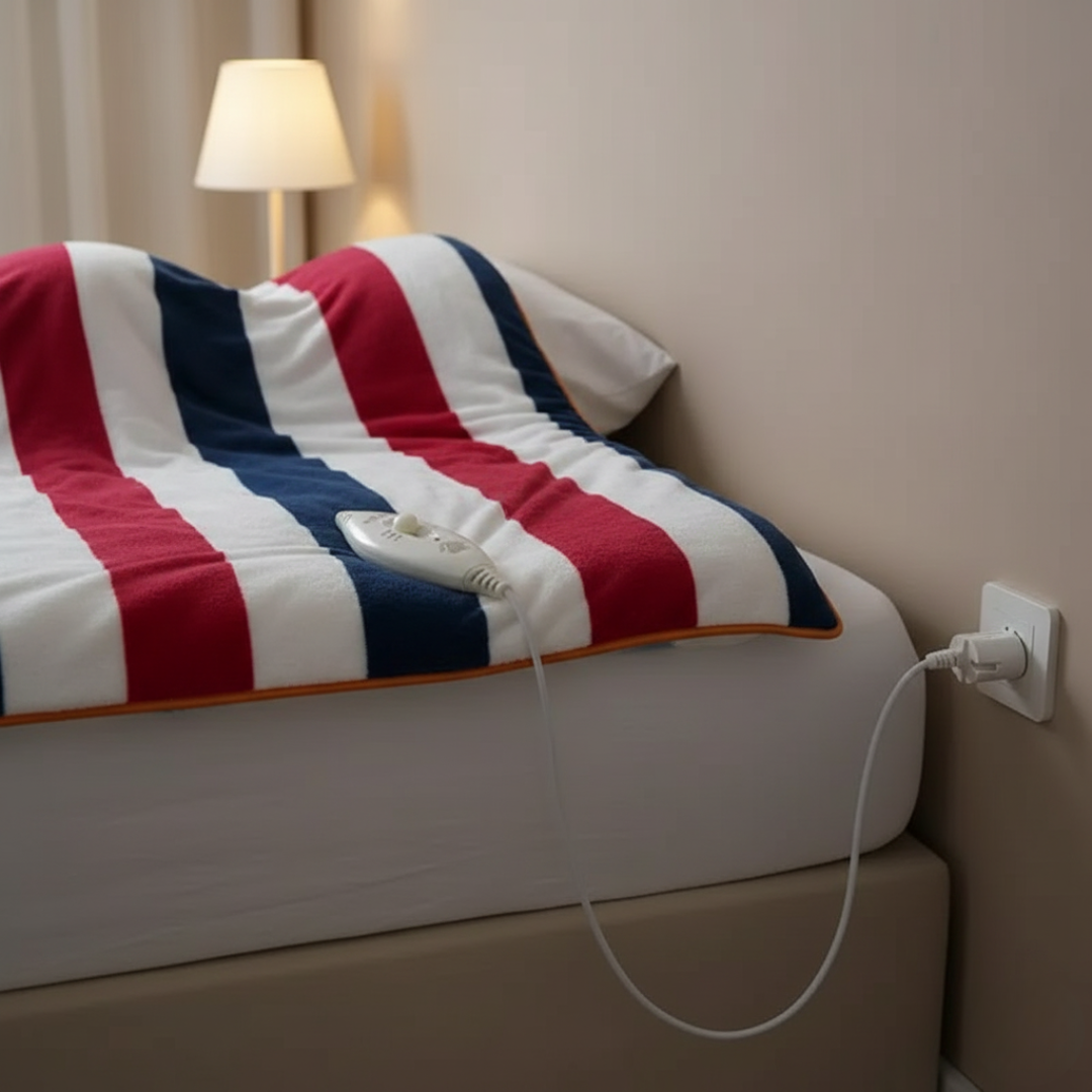 Heizdecke 120x150 cm mit Thermostat, Plüsch-Fleece, Winterwärme, Schlafzimmer, Sofa, Kuscheldecke | Sansoti