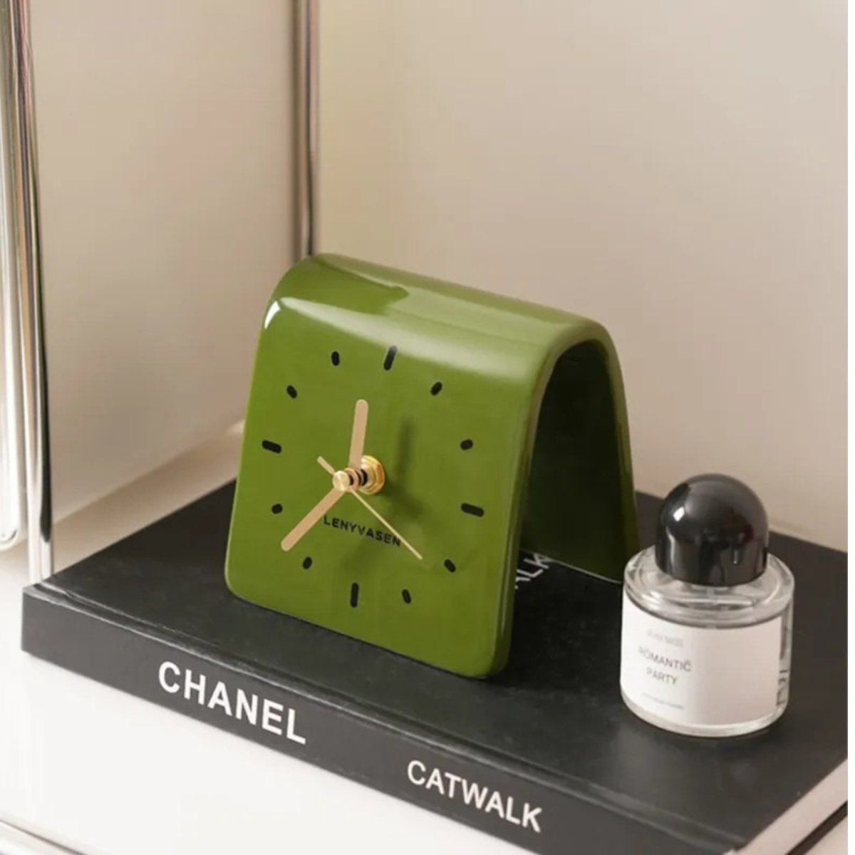 Ceramic Table Clock Square Silent Dial Living Room and Bedroom Decorative Timepiece Silent Movement | Sansoti