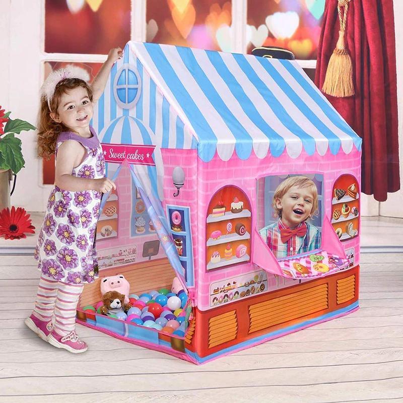 Tente de jeu boulangerie pop-up, maison de jeu 103 x 93 cm, intérieur et extérieur, jeu créatif de rôle, jouet pliable | Sansoti
