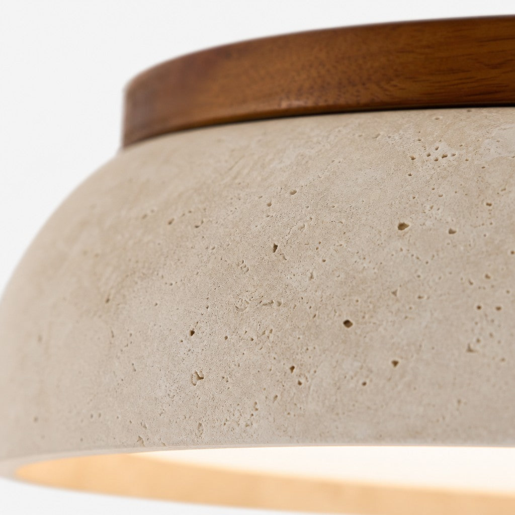 Plafondlamp Travertijn Sculptuur Beige Natuursteen 30cm 43cm Scandinavisch Warm Licht | Sansoti