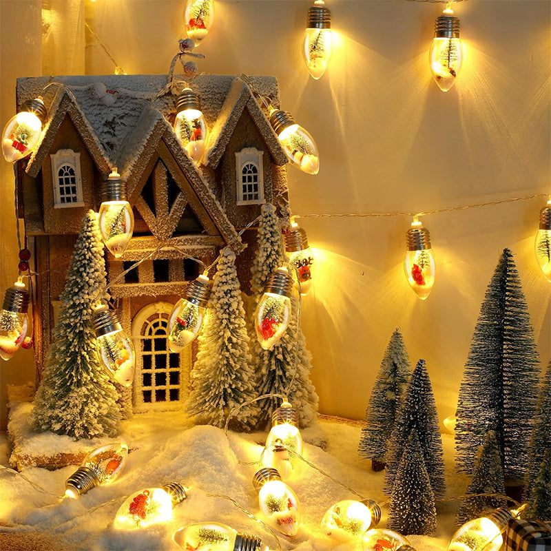 LED-Lichterkette mit Weihnachtsfiguren 10 Lämpchen USB-Anschluss Festbeleuchtung Stimmungsvolle dekorative Lichter für Innenräume | Sansoti