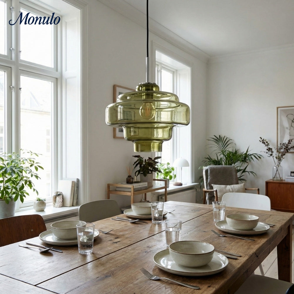 Gekleurde Glazen Hanglamp met Verstelbare Ophanging – Moderne Lichtpunt voor Eetkamer Keuken Woonkamer | Sansoti