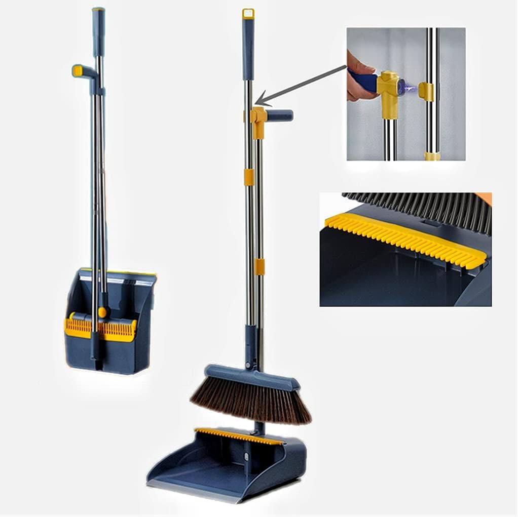 Sweeping Set Adjustable Handle & Rotating Broom Space-Saving Foldable Household Cleaning Tool | Sansoti