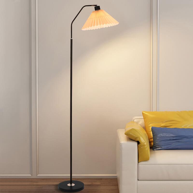 Stehleuchte Plissierter Schirm Metall 149cm Wohnzimmer Schlafzimmer Dimmbar Standleuchte Stoff Retro Skandinavisch Leselampe | Restfield