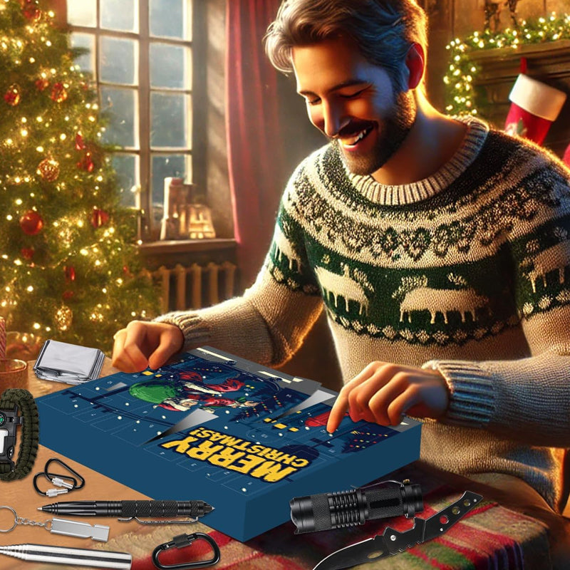 Outdoor Survival Adventskalender 24 Dagen – Compleet Overlevingsset met Gadgets en Gereedschap voor Avonturiers | Sansoti