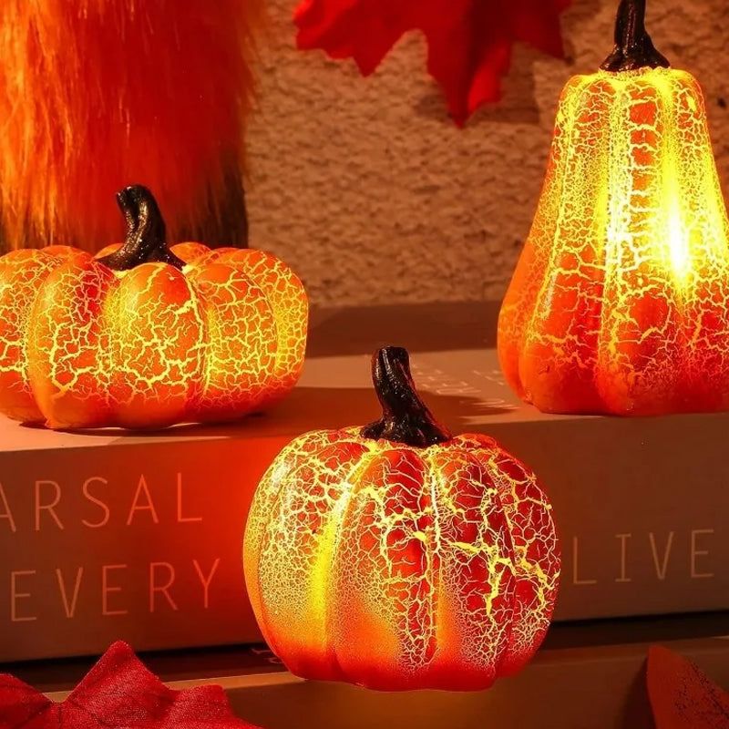 Halloween-Kürbis-Dekolampe LED Orangefarbenes Leuchten Stimmungsbeleuchtung Batterie Gruselig Innenbereich Außenbereich Garten | Sansoti