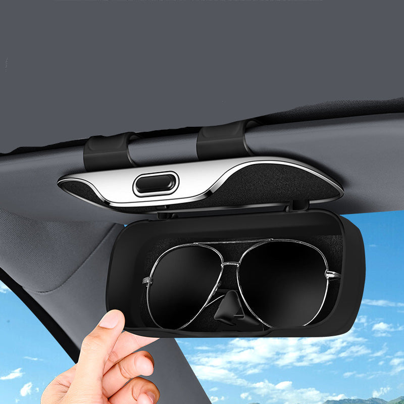 Brillenhouder Auto Zonneklep Universeel met Veilige Clip Zwart Grijs Bruin Beige voor Zonnebril Leesbril Opbergen Onderweg Bescherming | Sansoti