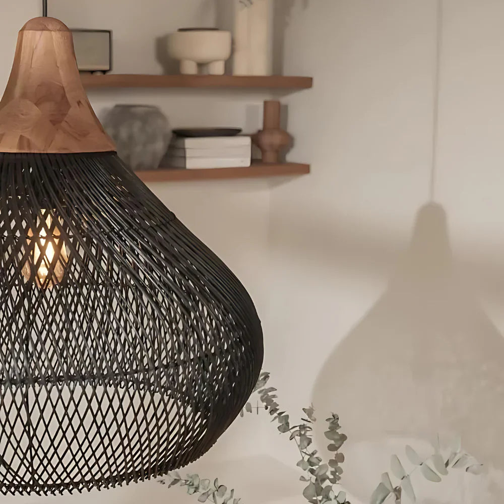 Rotan Hanglamp Boho Natuur Ø40 Ø50 Ø60 Zwart Of Naturel LED | Sansoti