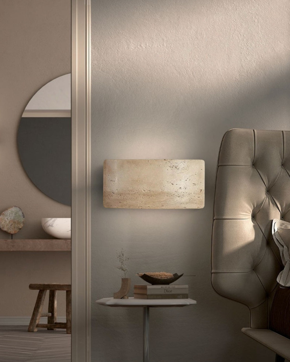 Travertin Wandlamp Modern Design met Warm LED-Licht voor Binnen en Buiten 12x25cm Waterdicht | Sansoti