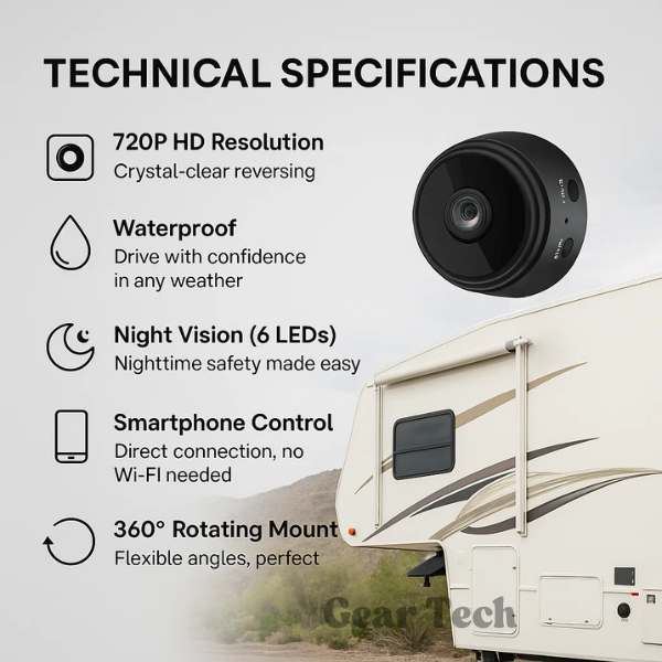 HD Draadloze Achteruitrijcamera voor Auto's Campers en Aanhangwagens met Nachtzicht Infrarood Regenwaterdichte Behuizing Eenvoudige Installatie Draadloze Verbinding Ruimere Zichtbaarheid Veiliger Parkeren en Manoeuvreren | Sansoti