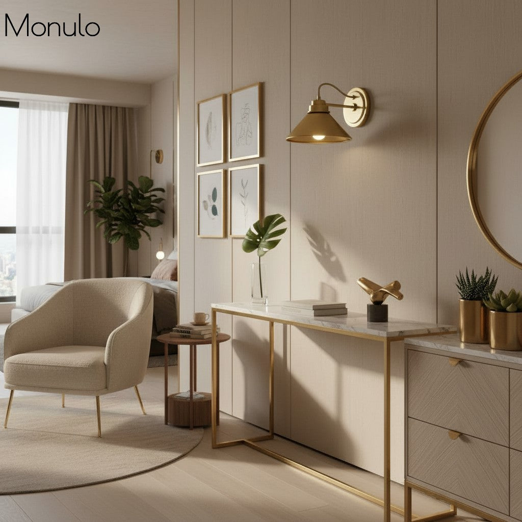 Globe Wandlamp met Gebogen Arm – Moderne Industriële Verlichting voor Badkamer, Slaapkamer en Gang | Sansoti