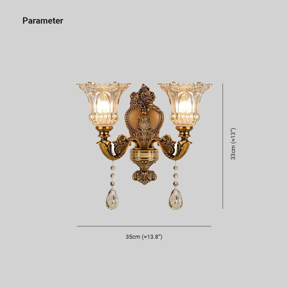 Vintage Wandlamp Goud Glas Dubbele Klassiek Warm Wit Licht Binnenwandlamp E14 Slaapkamer Woonkamer Hal Decoratief Verlichting Muurlamp | Sansoti