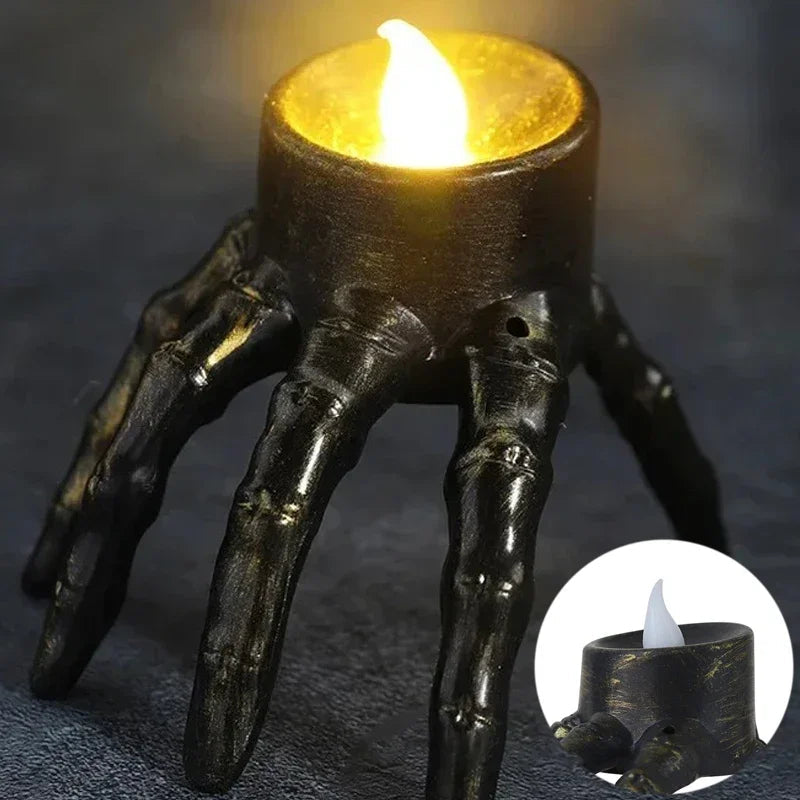 LED Skull Candlelight Set Black Halloween Decorative Lighting Spooky Atmosphere Party Decoration Gothic | Sansoti