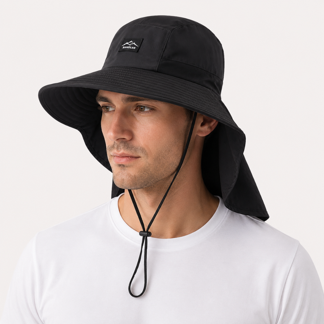 Wandelhoed met Nekbescherming UPF 50+ Brede Rand Ademend Mesh Verstelbaar Outdoor Zonbescherming Zomerhoed | Sansoti