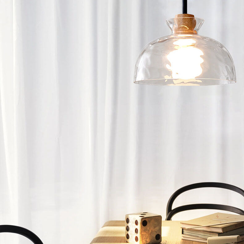 Hanglamp Glas Hout Transparant E26 Woonkamer Slaapkamer Eetkamer Pendellamp Glazen Kap Bell Cone Bowl Industrieel Retro | Sansoti