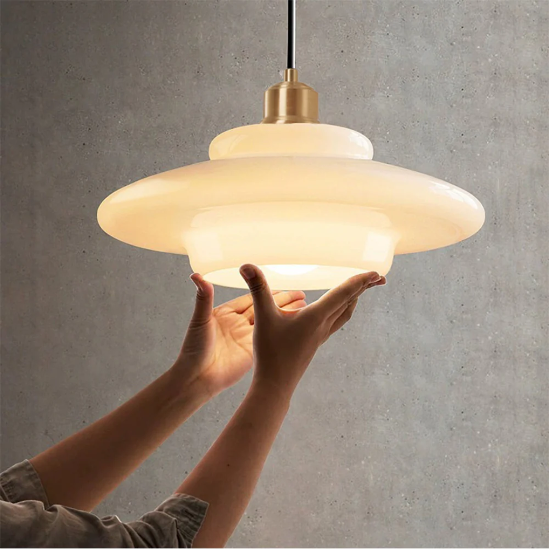 Hängelampe Glas E27 Gold Rund Wohnzimmer Esstisch Küche Organisches Design Stimmungslicht Modernes Interieur | Restfield