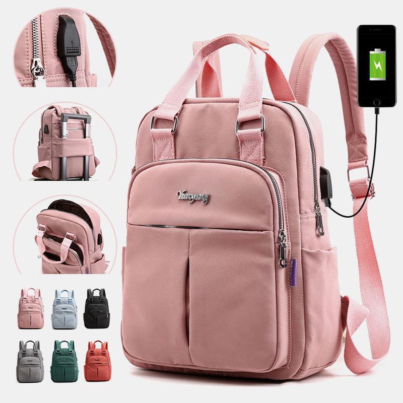 Waterdichte Dagelijkse Rugzak met USB Oplaadpoort Zwart Grijs Roze Groen Blauw Rood Multifunctioneel voor Werk School Reizen Laptop iPad Telefoon Opslag | Sansoti