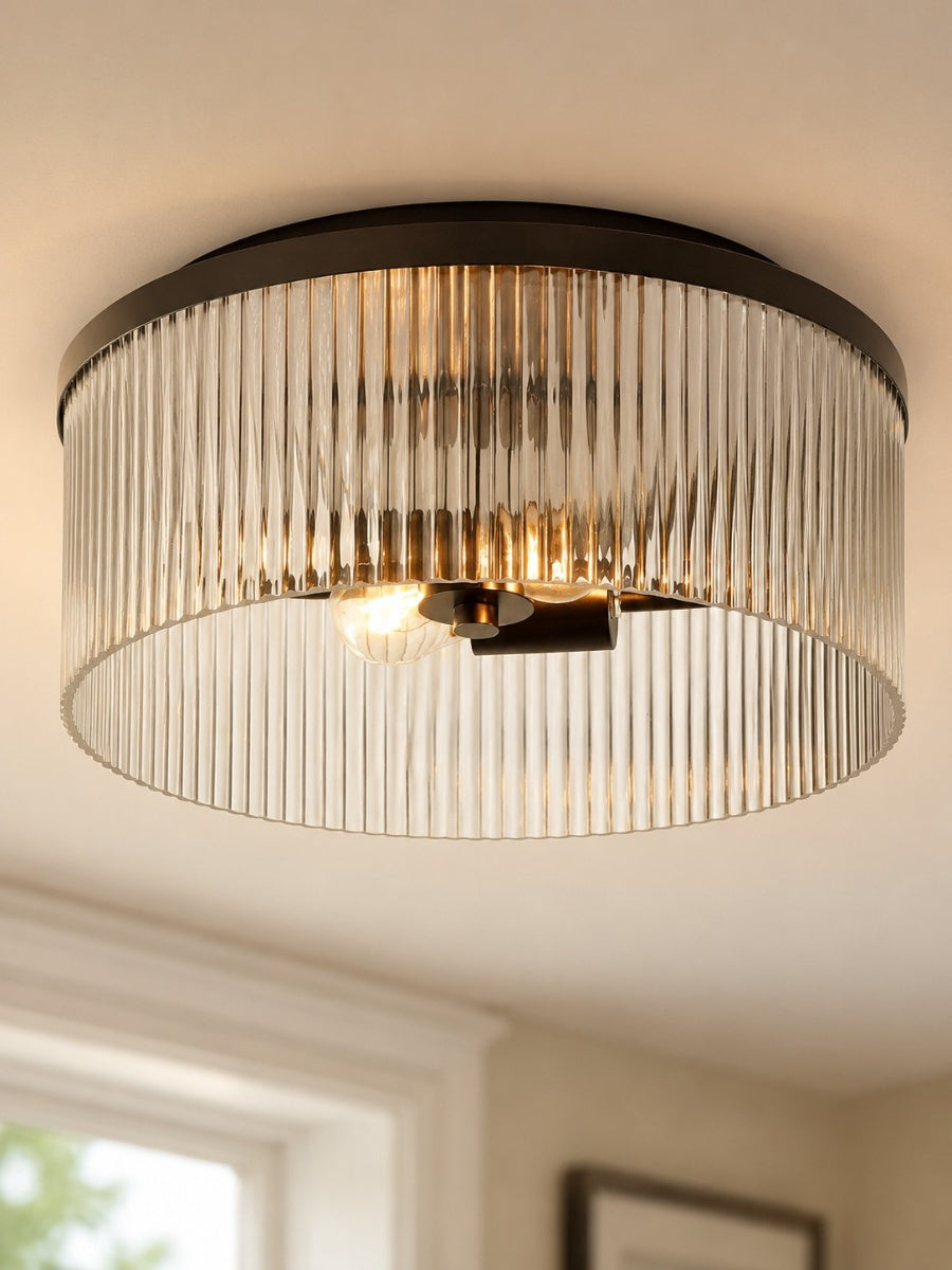 Geribbelde Glazen Plafondlamp Modern Laagbouw Ontwerp Slaapkamer Woonkamer Gang | Sansoti