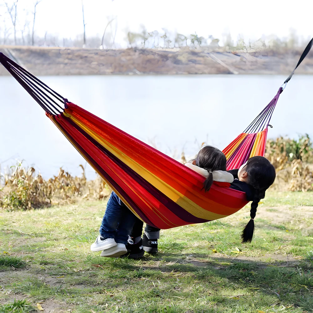 Ademende Hangmat 190x150 cm Binnen & Buiten tot 200 kg Belastbaar met Opbergtas Relaxhangmat Tuinmeubel | Sansoti