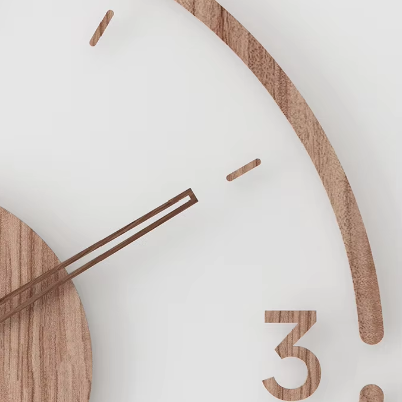 Houten Wandklok 30-35cm Massief Hout Stille Uurwerk Woonkamer Slaapkamer Kantoor Scandinavisch Design | Sansoti