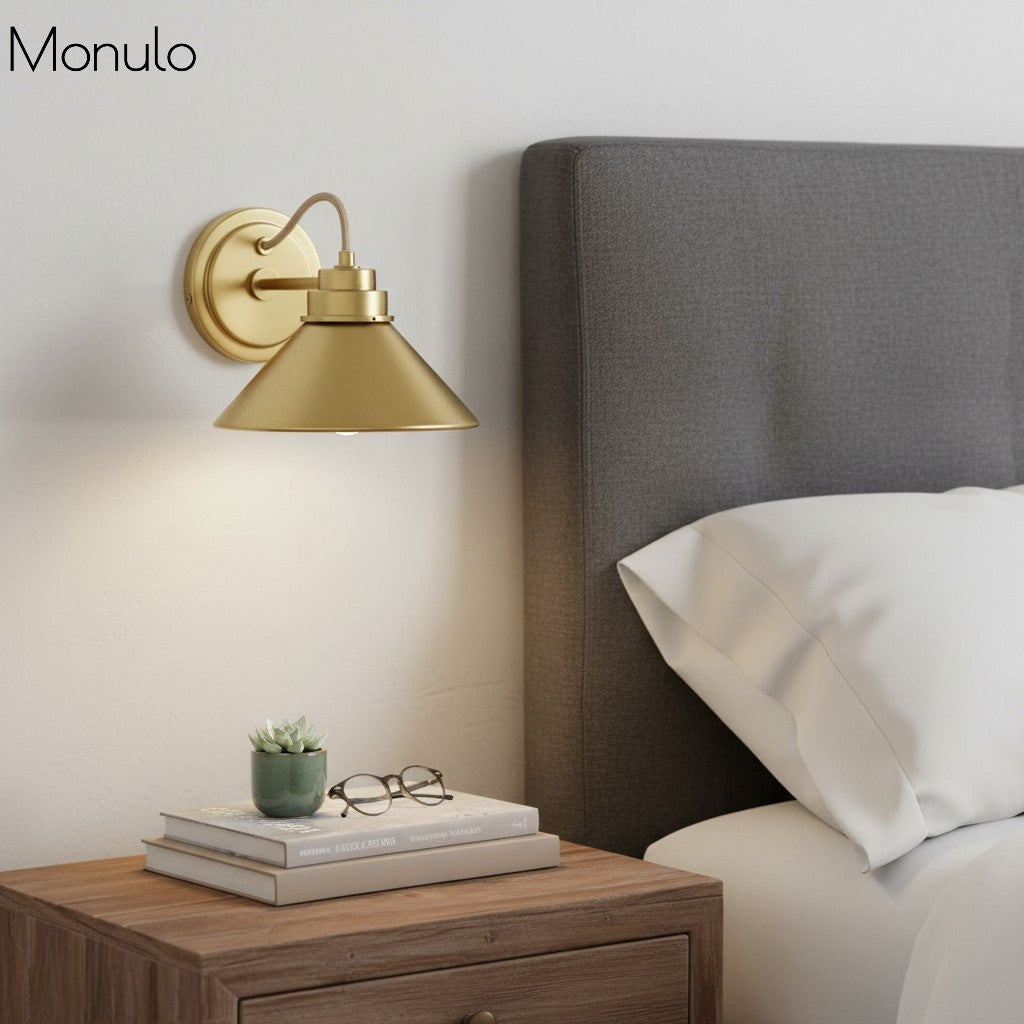 Globe Wandlamp met Gebogen Arm – Moderne Industriële Verlichting voor Badkamer, Slaapkamer en Gang | Sansoti