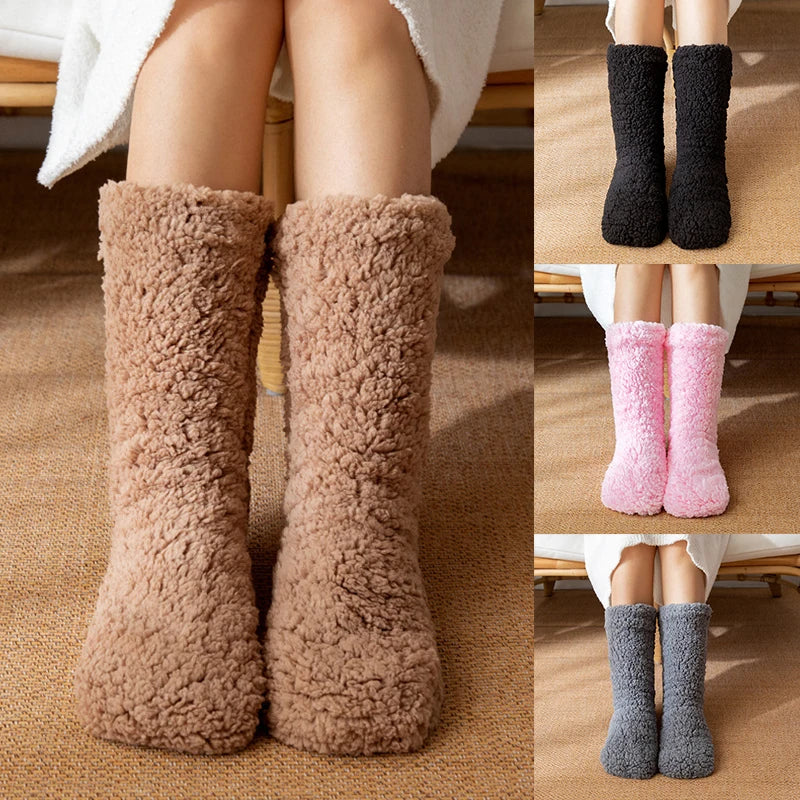 Thick Plush House Socks for Winter Warmth and Home Comfort, Fleece Indoor Socks, Soft Thermal Non-Slip Sole | Sansoti