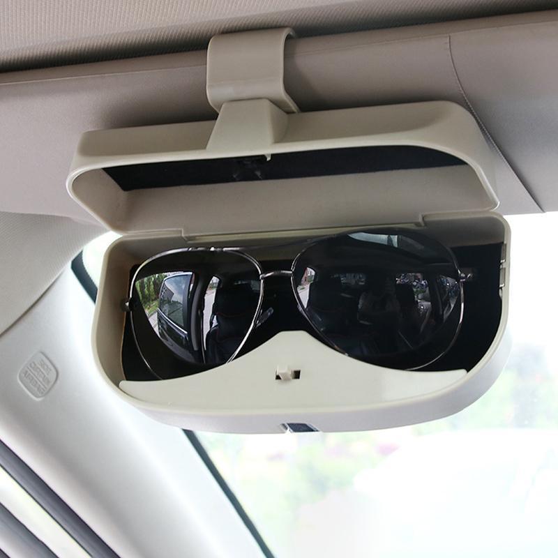 Brillenetui voor Auto Zonneklep - Fluwelen Opberghouder met Magneetslot Kaartenvakjes Penhouder Organizer | Sansoti