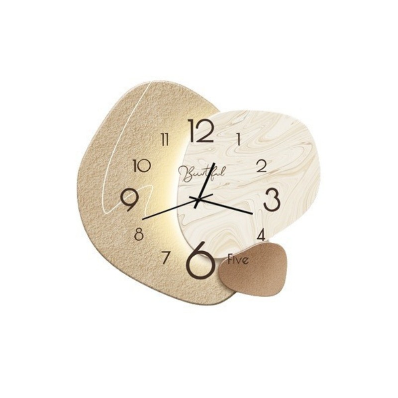 Wandklok Scandinavisch Stil Uurwerk Modern Beige Organisch Design 40cm | Sansoti