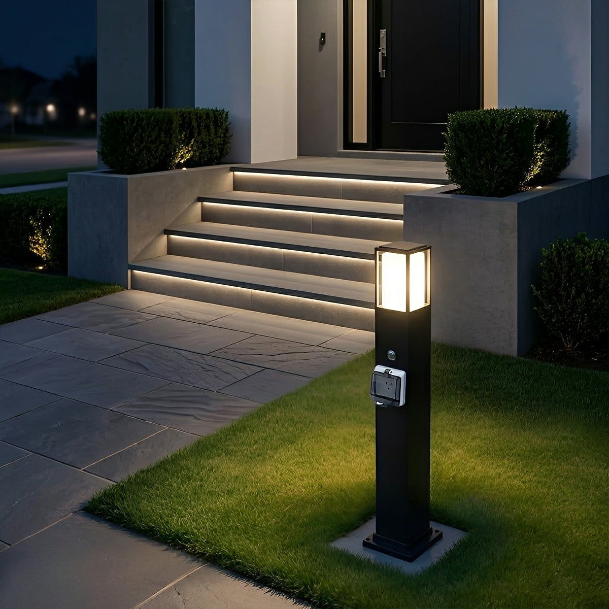 Garden Light with Socket Black Aluminum Warm White LED IP67 Waterproof for Pathway Lighting, Terrace and Garden | Sansoti