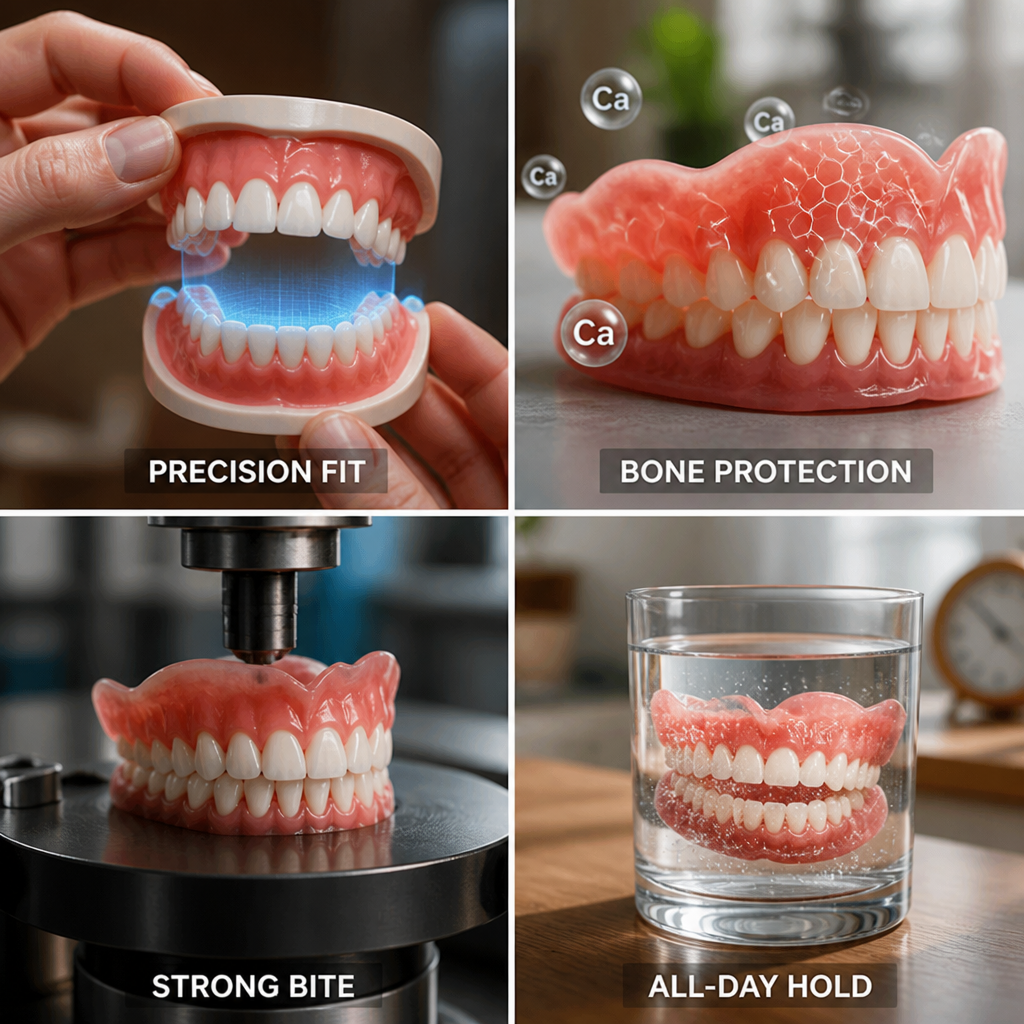 Prothèse dentaire sur mesure avec ajustement intelligent et maintien de 12 heures - Un sourire naturel pour un confort au quotidien | Sansoti
