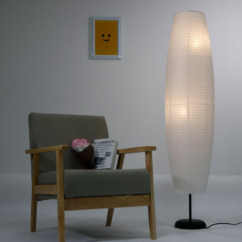 Stehleuchte Reispapier Säule 2xE14 137cm Wohnzimmer Schlafzimmer Skandinavische Stehlampe Weiß Papier Schirm Stimmungslicht | Restfield