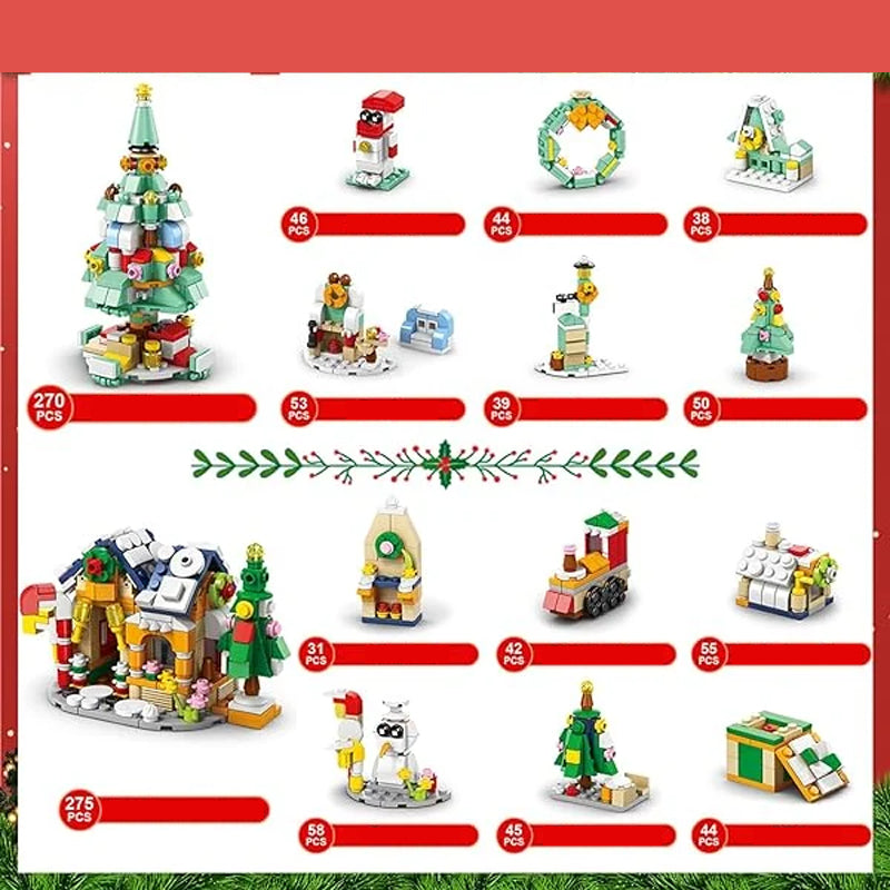 Calendrier de l’Avent en briques de construction, 24 jours, modèles de Noël, jouet créatif et éducatif en ABS pour enfants, complet | Sansoti