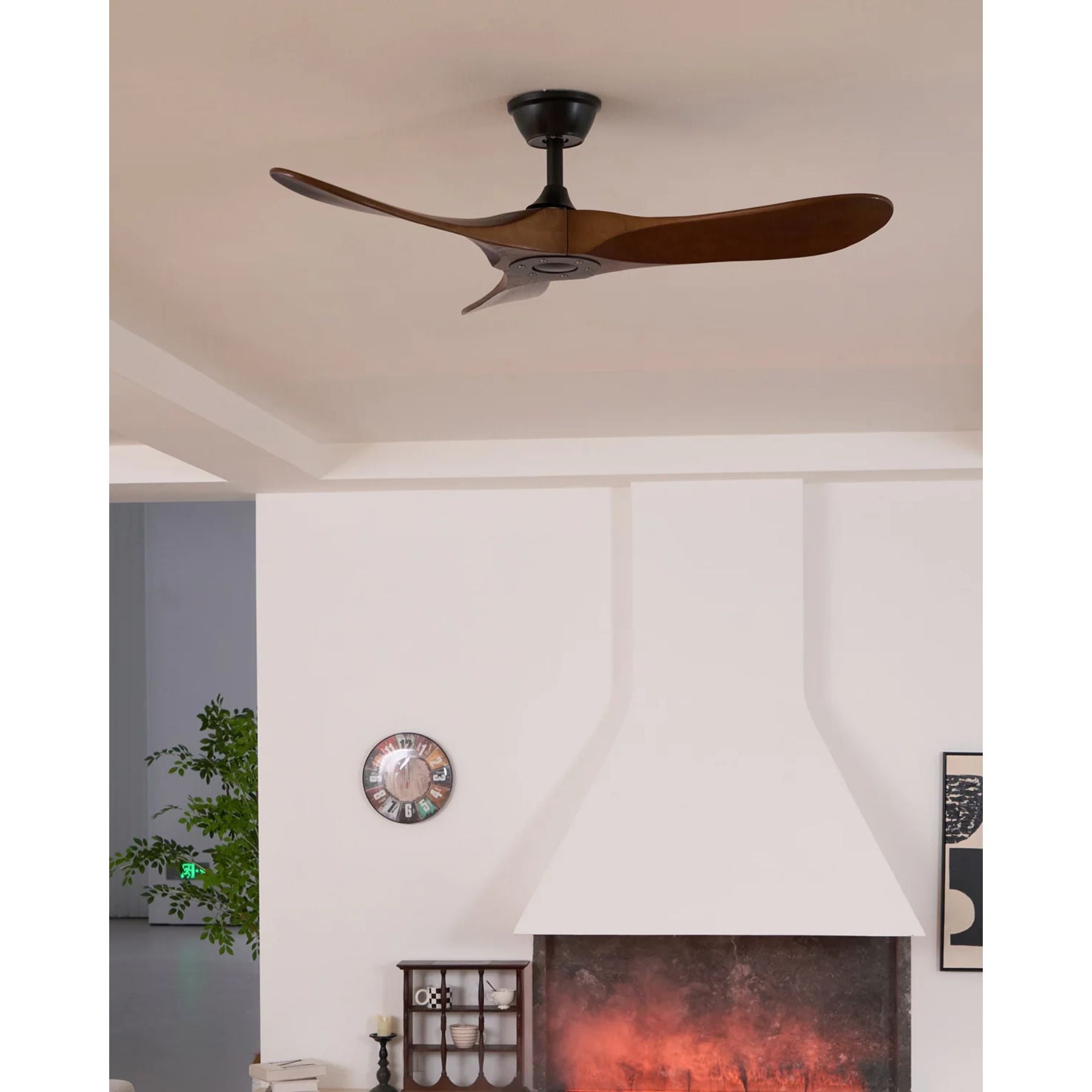 Leno Houten Plafondventilator Walnoot Stil 6 Snelheden Woonkamer Slaapkamer Design Ventilator Met Afstandsbediening Modern Interieur | Sansoti