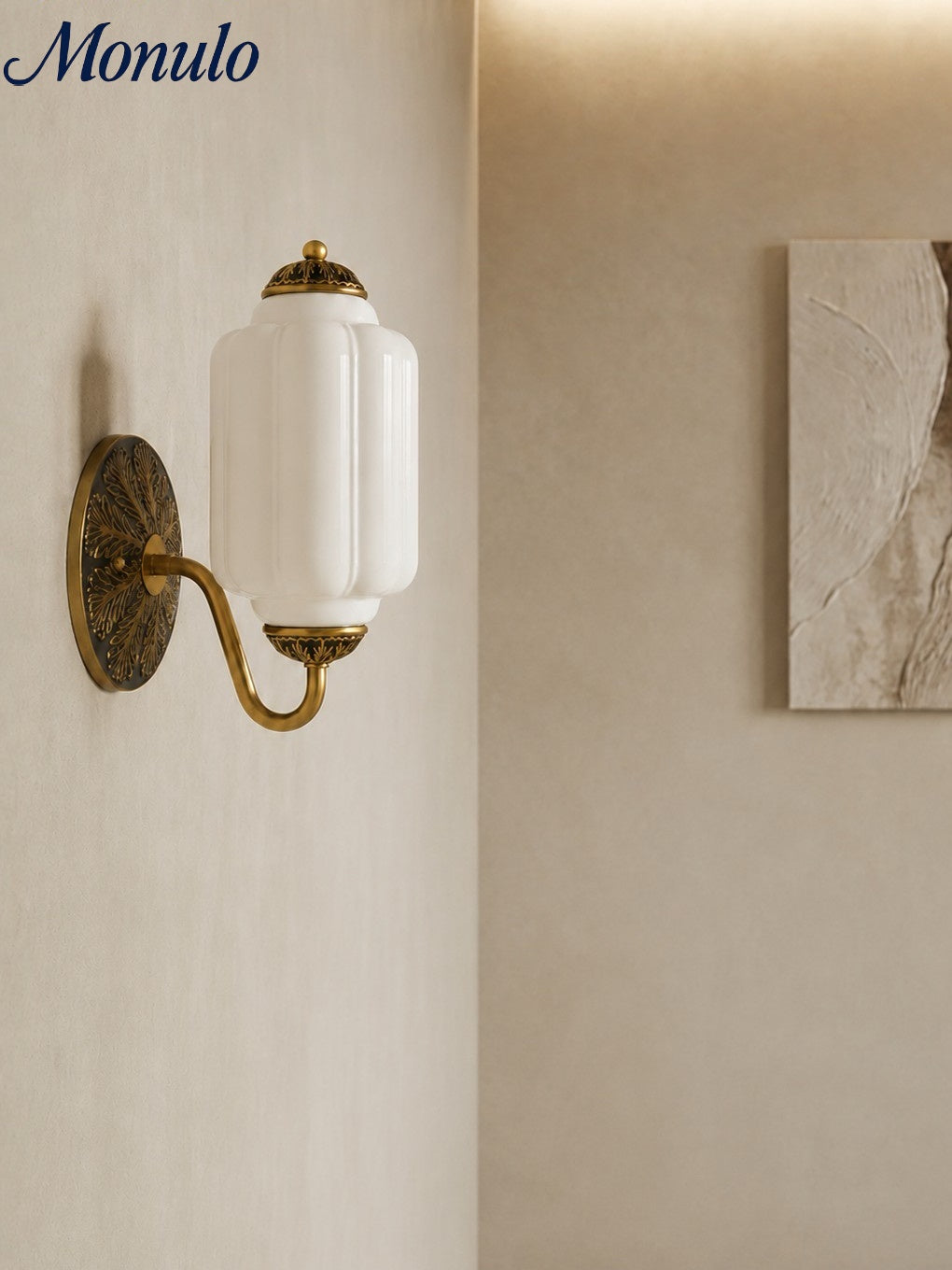 Melkglazen Wandlamp Eloise voor Hal en Slaapkamer | Vintage Wandverlichting met Melkwit Glas | Sansoti