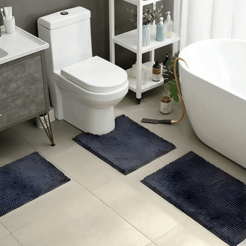 Chenille Badmat Antislip Polyester 3 Formaten Zacht Absorberend Badkamer Toilet | Sansoti