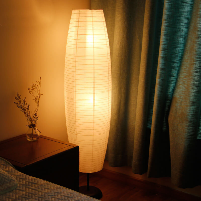 Stehleuchte Reispapier Säule 2xE14 137cm Wohnzimmer Schlafzimmer Skandinavische Stehlampe Weiß Papier Schirm Stimmungslicht | Restfield