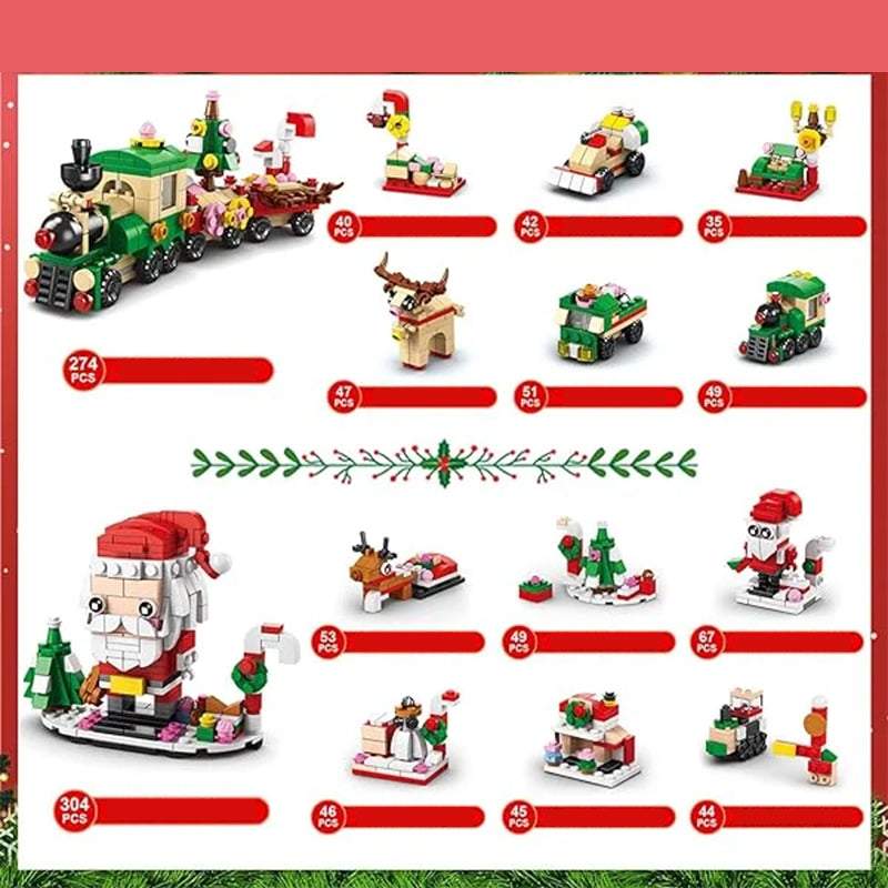 Calendrier de l’Avent en briques de construction, 24 jours, modèles de Noël, jouet créatif et éducatif en ABS pour enfants, complet | Sansoti