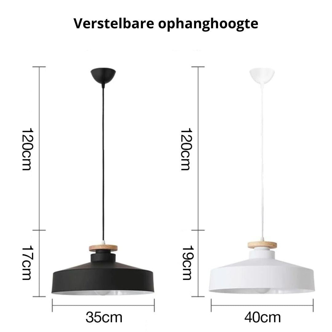 Hanglamp met Houten Kap en Aluminium Accent – Scandinavisch Design voor Eetkamer en Woonkamer | Sansoti