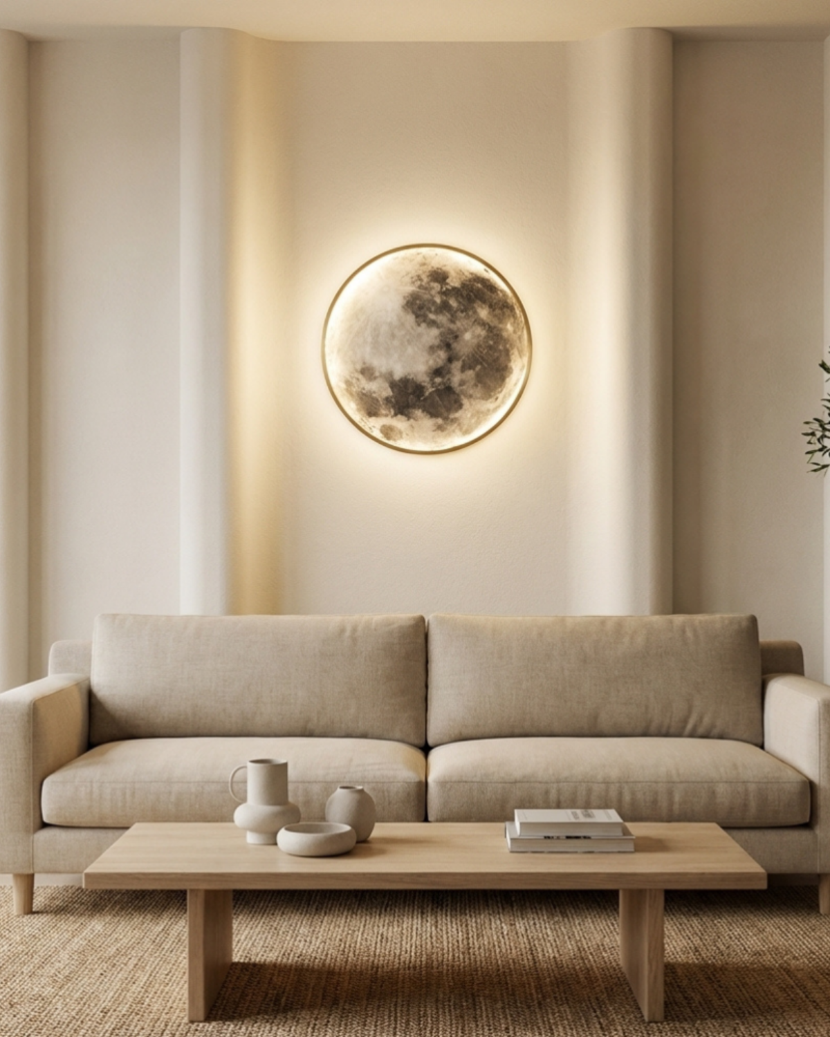 Maanverlichting Wandlamp LED met Reliëf 3D Sfeerverlichting Vollemaan Effect voor Slaapkamer Woonkamer Ontspanning Meditatie | Sansoti