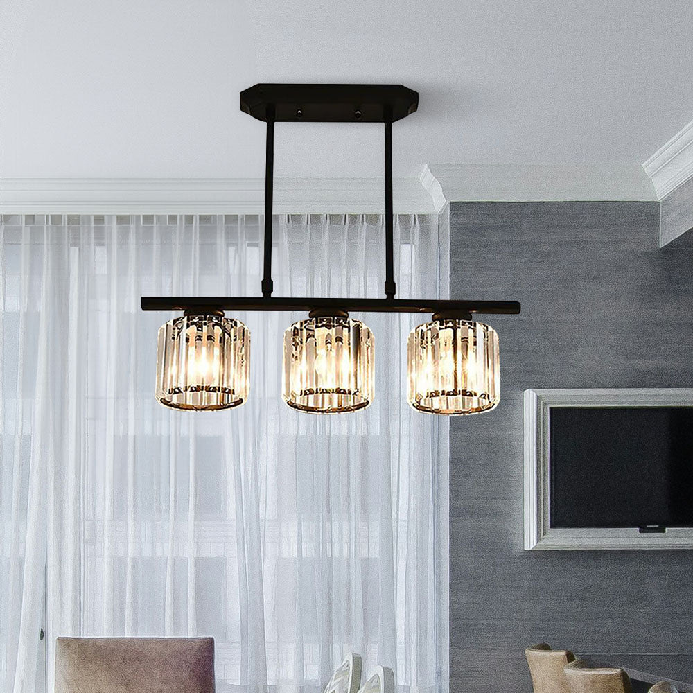 Suspension Verre E27 Noir 3 ou 4 lumières Table à manger Îlot de cuisine Suspension scandinave Plafonnier Cuisine Salon | Restfield