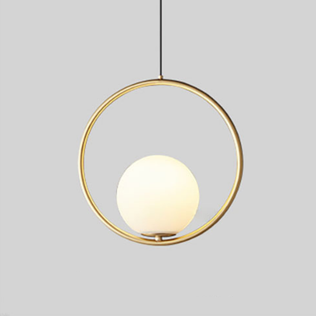 Scandinavische Hanglamp Mia met Gouden Armatuur en Glazen Kap – Moderne Plafondverlichting voor Eetkamer, Slaapkamer en Woonkamer | Sansoti