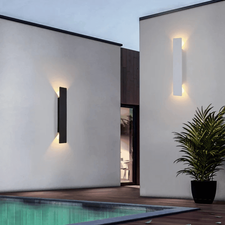 Wetterfeste Wandleuchte aus Aluminium IP65 für den Außenbereich LED-Beleuchtung warmweiß kaltweiß schwarz modernes Design Garten Terrasse | Sansoti