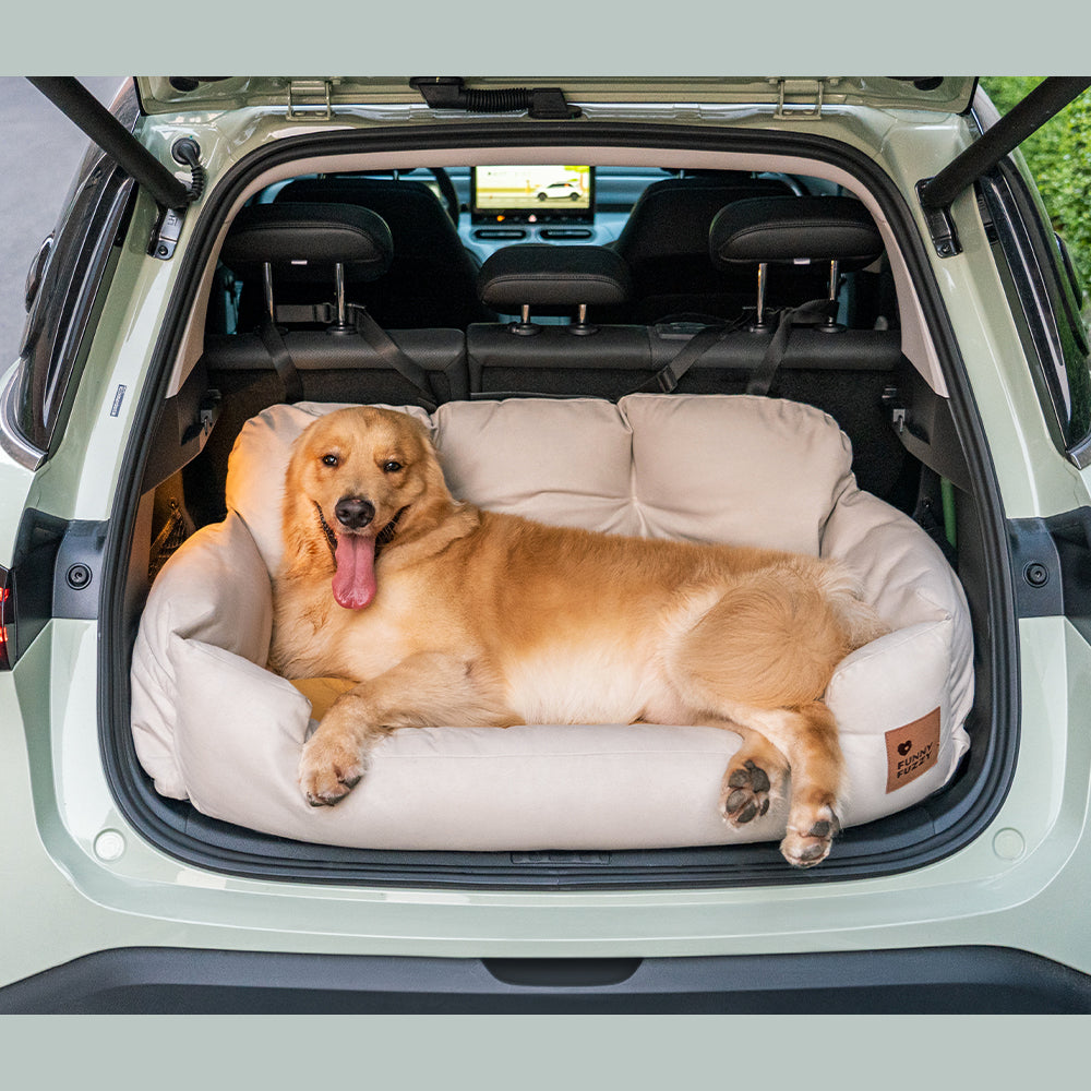 Hondenmand Auto Achterbank Medium/Large met Veiligheidsriemen & Opbergtasje - Comfortabel Veilig Reizen Hond | Sansoti