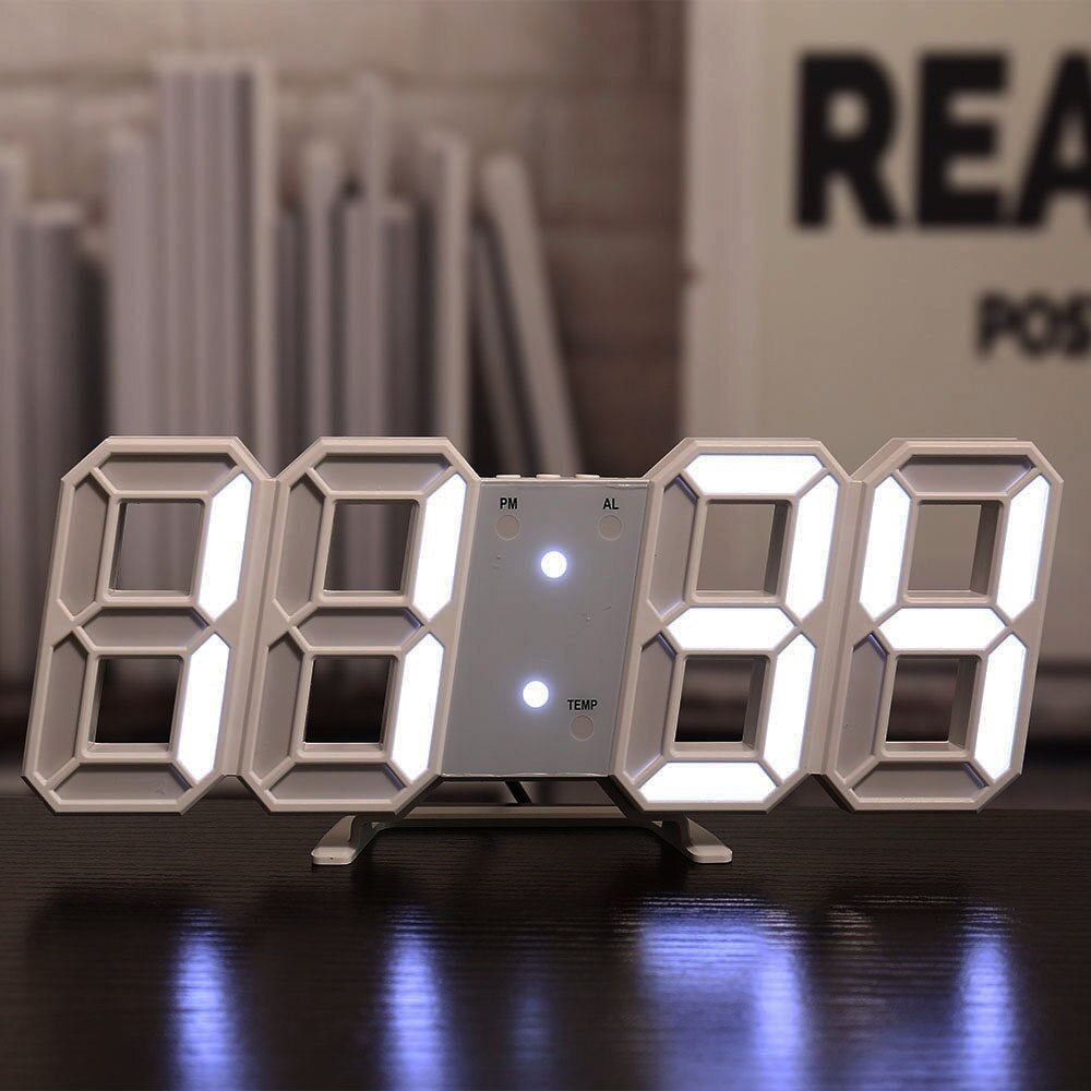 Digitale Wanduhr mit Temperaturanzeige und Alarm – LED-Display mit automatischer Helligkeitsanpassung | Sansoti