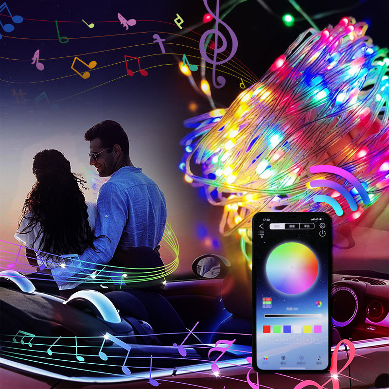 LED String Lights with Music Function Remote Control Colorful Smart Decorative Lighting for Parties and Outdoors | Sansoti