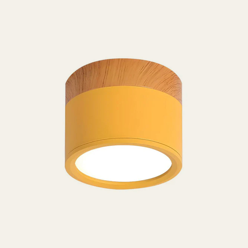 Cylinder kleine Deckenleuchte LED Holz modern Decke Flur Wohnzimmer kompakt Design | Restfield