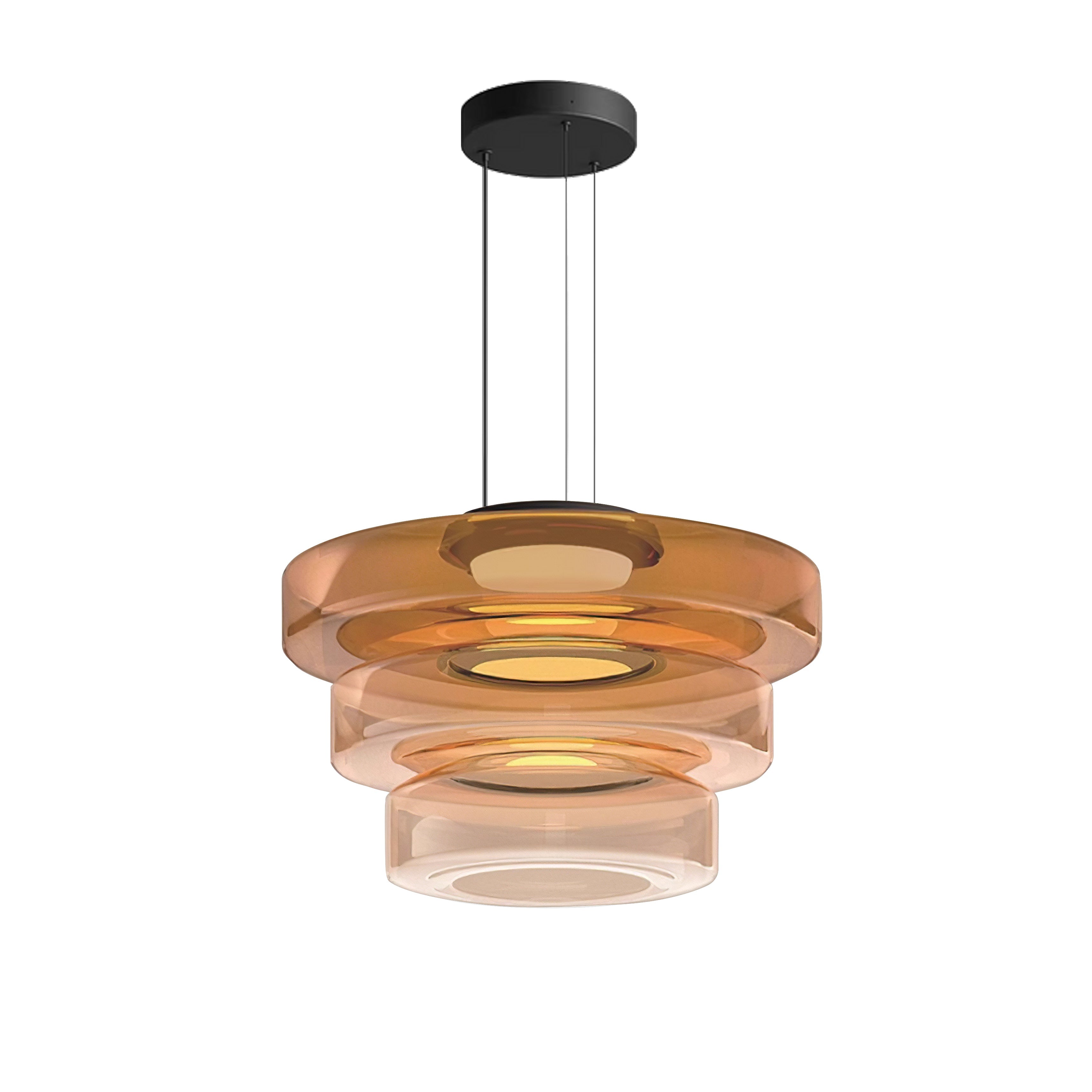 Zenor gelaagde hanglamp glas amber eetkamer woonkamer design verlichting modern gelaagd glaslamp | Sansoti