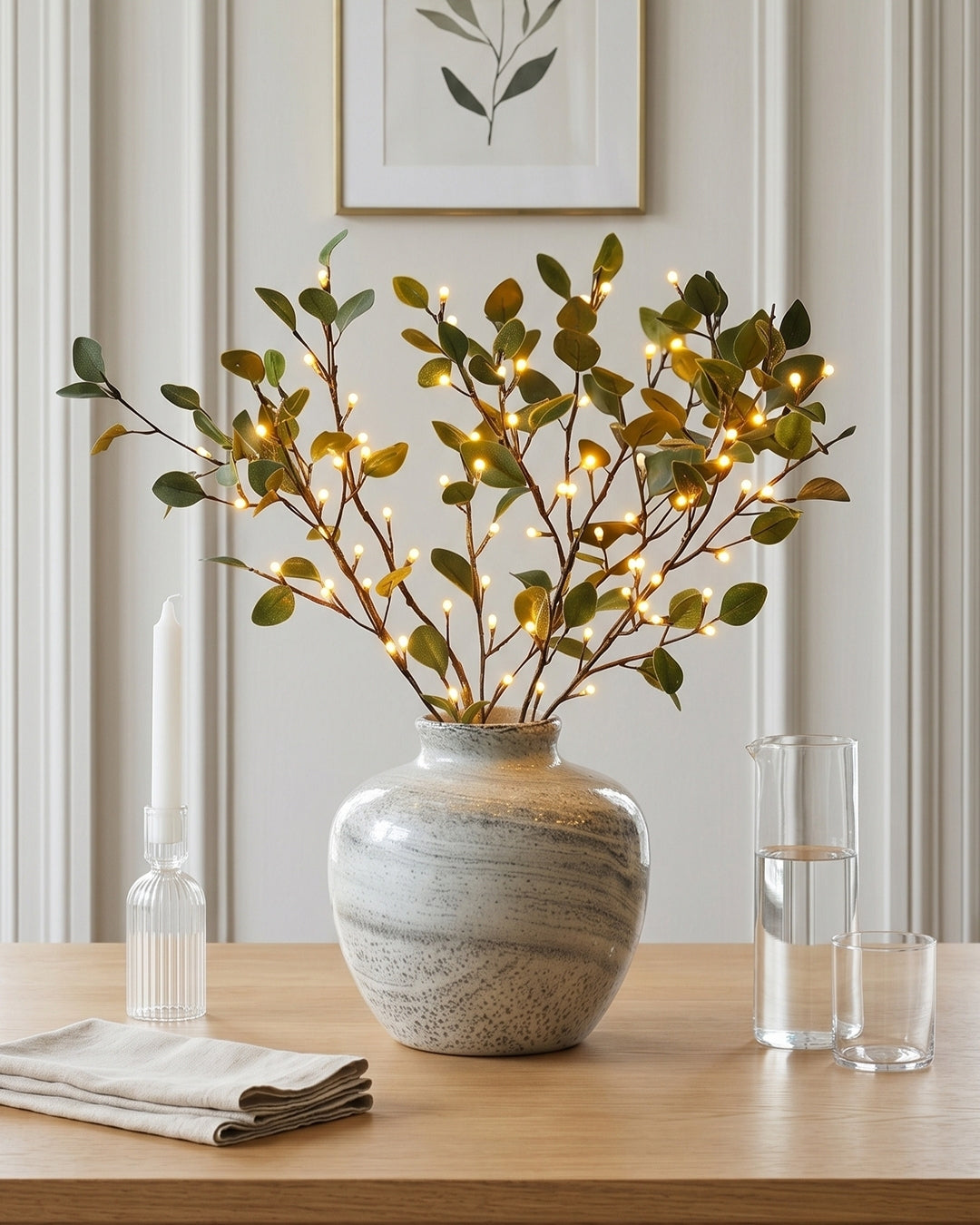 Decoratieve LED Verlichtingstak met Natuurlijke Bloesemvorm 70cm – Flexibele Sfeerverlichting voor Vazen en Schoorsteenmantels | Sansoti