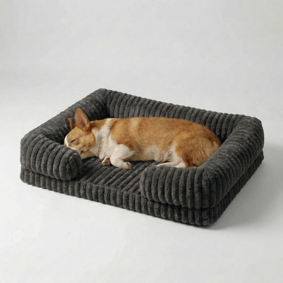 Hundebett mit erhöhtem Rand Sofa-Stil Memory Foam Orthopädisch Waschbar Komfort für kleine mittelgroße Hunde | Sansoti