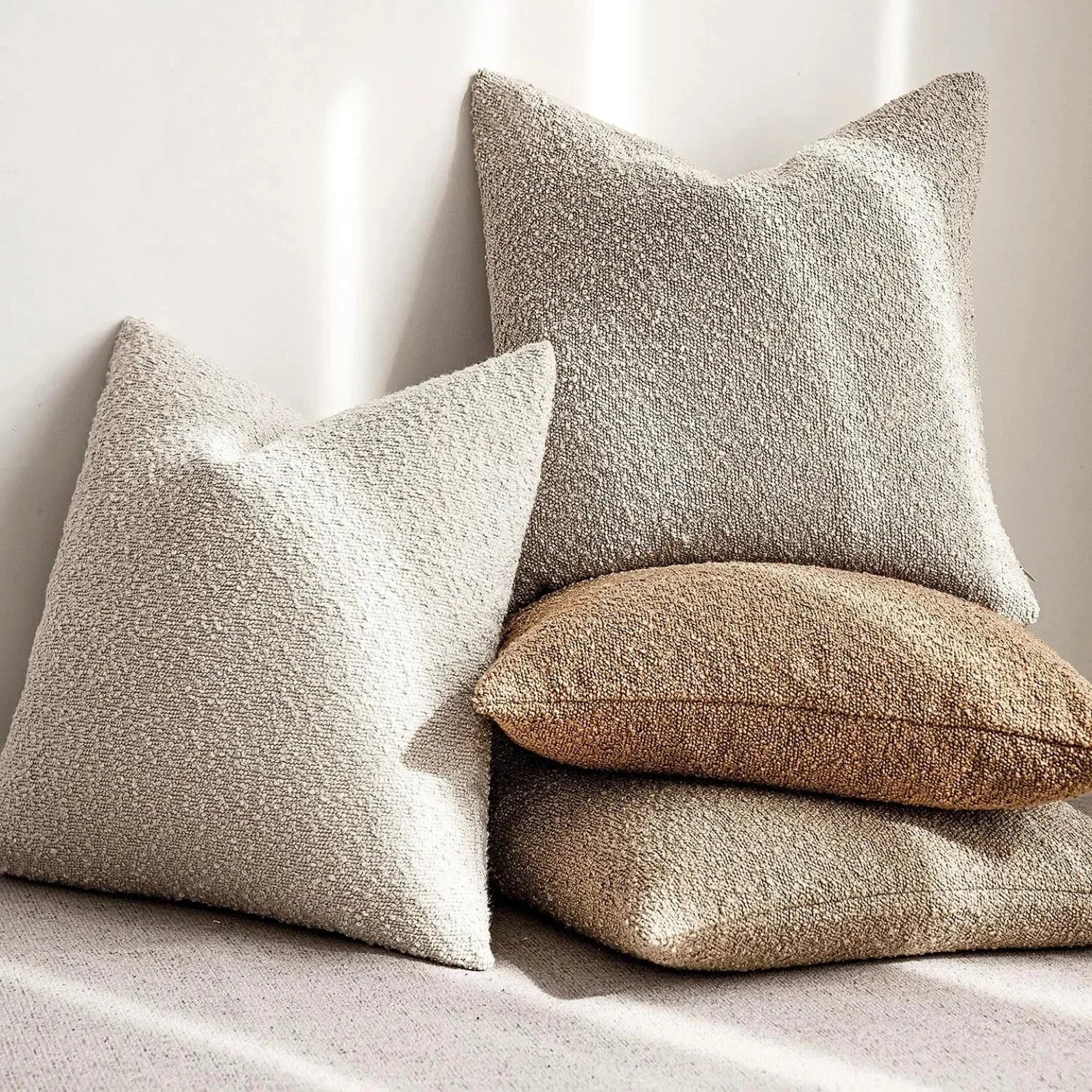 Housse de Coussin Bouclé Luxe 45x45 Doux Design Minimaliste | Restfield